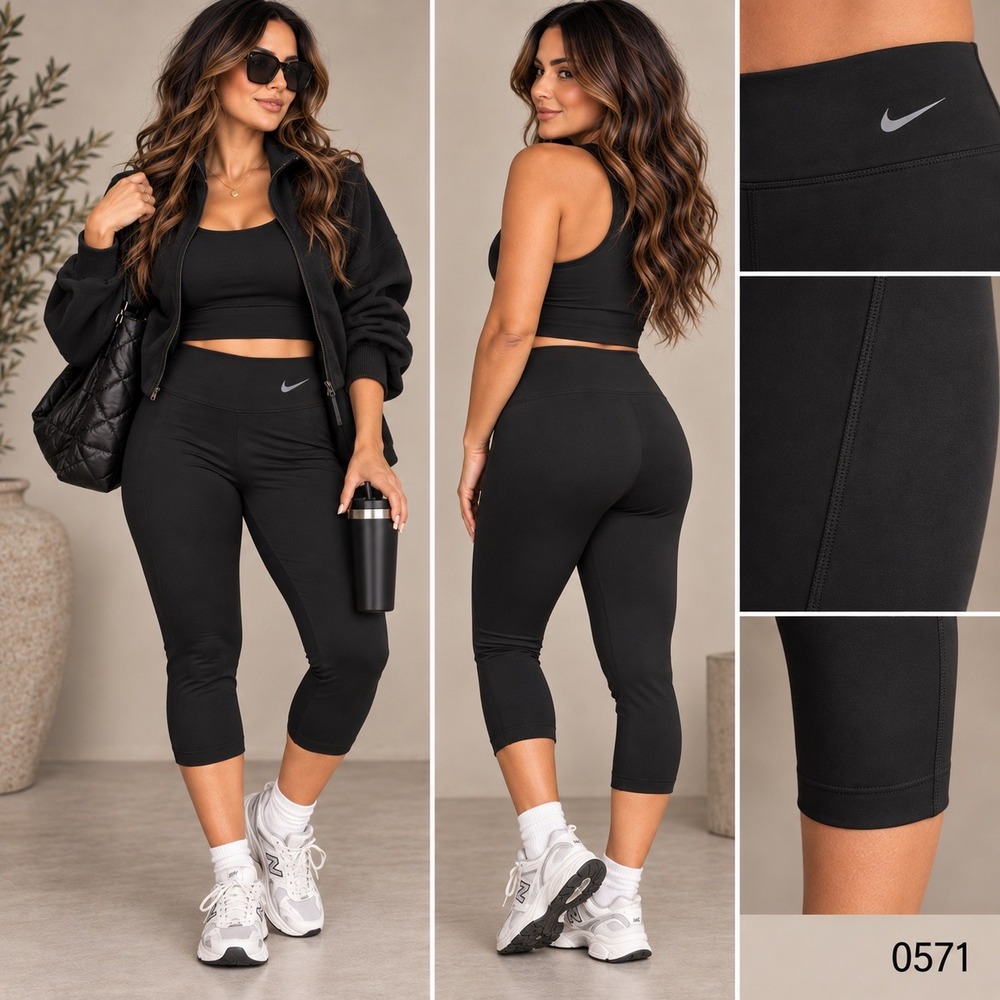 Nike Dri-FIT Womens Black Cropped Leggings Activewear Pants Small 0571